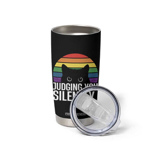 Rainbow Black Cat LGBT Pride Tumbler Cup Judging You Silently