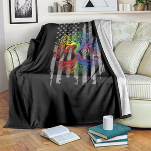 Tree of Life Rainbow LGBTQ Pride Throw Blanket American Flag Gift