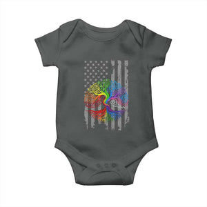 Tree of Life Rainbow LGBTQ Pride Baby Onesie American Flag Gift TS14 Dark Heather Print Your Wear