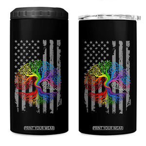 Tree of Life Rainbow LGBTQ Pride 4 in 1 Can Cooler Tumbler American Flag Gift TS14 One Size: 16 oz Black Print Your Wear