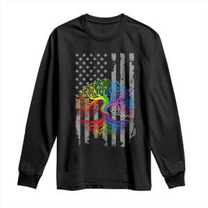 Tree of Life Rainbow LGBTQ Pride Long Sleeve Shirt American Flag Gift