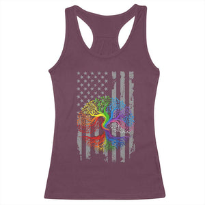Tree of Life Rainbow LGBTQ Pride Racerback Tank Top American Flag Gift