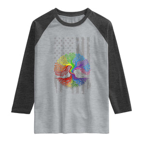 Tree of Life Rainbow LGBTQ Pride Raglan Shirt American Flag Gift TS14 Heather Gray Heather Charcoal Print Your Wear