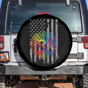 Tree of Life Rainbow LGBTQ Pride Spare Tire Cover American Flag Gift TS14 No hole Black Print Your Wear