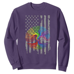 Tree of Life Rainbow LGBTQ Pride Sweatshirt American Flag Gift