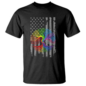 Tree of Life Rainbow LGBTQ Pride T Shirt American Flag Gift
