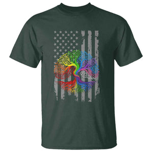 Tree of Life Rainbow LGBTQ Pride T Shirt American Flag Gift