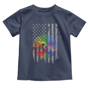 Tree of Life Rainbow LGBTQ Pride Toddler T Shirt American Flag Gift TS14 Navy Print Your Wear
