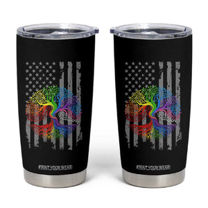 Tree of Life Rainbow LGBTQ Pride Tumbler Cup American Flag Gift TS14 Black Print Your Wear