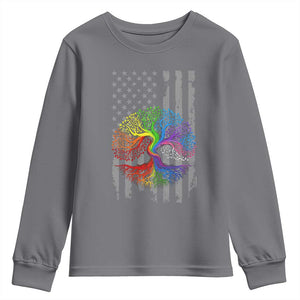 Tree of Life Rainbow LGBTQ Pride Youth Sweatshirt American Flag Gift TS14 Charcoal Print Your Wear