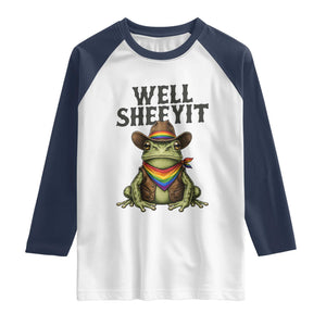 Pride Frog LGBT Rainbow Raglan Shirt Well Sheeyit Country Western TS14 White Navy Print Your Wear