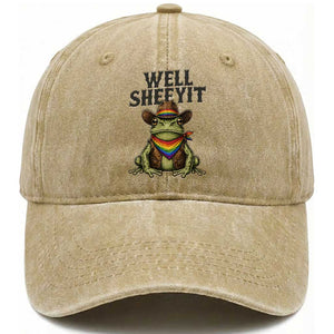 Pride Frog LGBT Rainbow Washed Cotton Baseball Cap Well Sheeyit Country Western