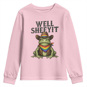 Pride Frog LGBT Rainbow Youth Sweatshirt Well Sheeyit Country Western TS14 Light Pink Print Your Wear