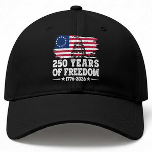 250 Years Of Freedom Baseball Cap Gadsden Flag American Patriot US