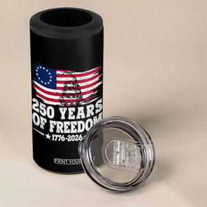 250 Years Of Freedom 4 in 1 Can Cooler Tumbler Gadsden Flag American Patriot US