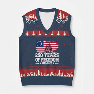 250 Years Of Freedom V-Neck Knit Sweater Vest Gadsden Flag American Patriot US