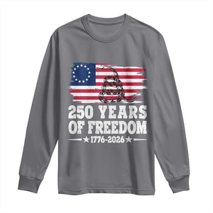 250 Years Of Freedom Long Sleeve Shirt Gadsden Flag American Patriot US