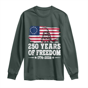 250 Years Of Freedom Long Sleeve Shirt Gadsden Flag American Patriot US