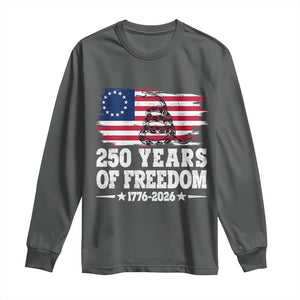 250 Years Of Freedom Long Sleeve Shirt Gadsden Flag American Patriot US