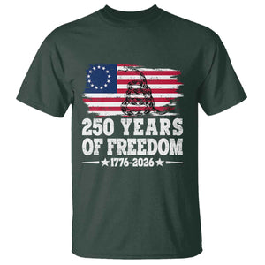 250 Years Of Freedom T Shirt Gadsden Flag American Patriot US