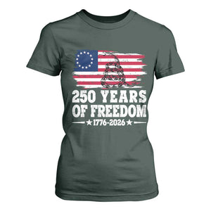 250 Years Of Freedom T Shirt For Women Gadsden Flag American Patriot US