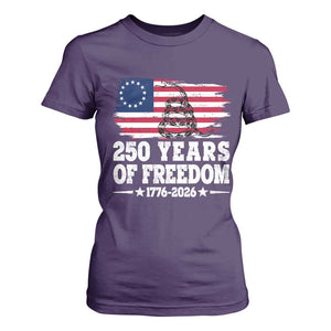 250 Years Of Freedom T Shirt For Women Gadsden Flag American Patriot US