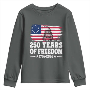 250 Years Of Freedom Youth Sweatshirt Gadsden Flag American Patriot US