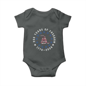250 Years Of Freedom Baby Onesie Gadsden Betty Ross Flag Ring of Stars American Patriot US TS14 Dark Heather Print Your Wear