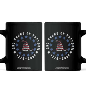 250 Years Of Freedom Coffee Mug Gadsden Betty Ross Flag Ring of Stars American Patriot US