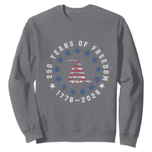 250 Years Of Freedom Sweatshirt Gadsden Betty Ross Flag Ring of Stars American Patriot US TS14 Charcoal Print Your Wear