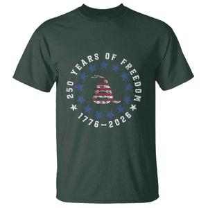 250 Years Of Freedom T Shirt Gadsden Betty Ross Flag Ring of Stars American Patriot US TS14 Dark Forest Green Print Your Wear