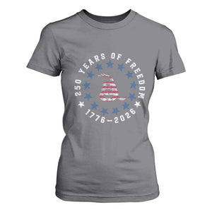 250 Years Of Freedom T Shirt For Women Gadsden Betty Ross Flag Ring of Stars American Patriot US TS14 Charcoal Print Your Wear