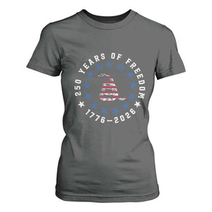 250 Years Of Freedom T Shirt For Women Gadsden Betty Ross Flag Ring of Stars American Patriot US TS14 Dark Heather Print Your Wear