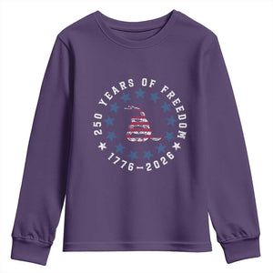 250 Years Of Freedom Youth Sweatshirt Gadsden Betty Ross Flag Ring of Stars American Patriot US TS14 Purple Print Your Wear