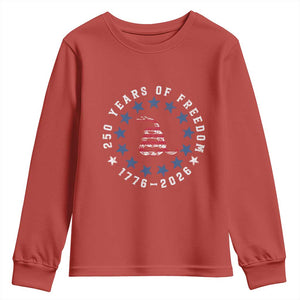 250 Years Of Freedom Youth Sweatshirt Gadsden Betty Ross Flag Ring of Stars American Patriot US TS14 Red Print Your Wear
