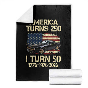 America Turns 250 I Turn 50 1976 50th Birthday Throw Blanket Retro 70s Muscle Car Lover