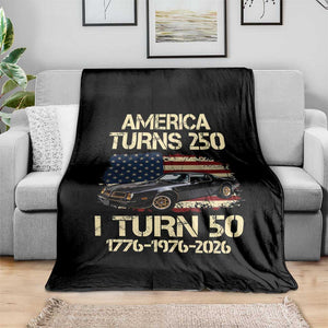 America Turns 250 I Turn 50 1976 50th Birthday Throw Blanket Retro 70s Muscle Car Lover