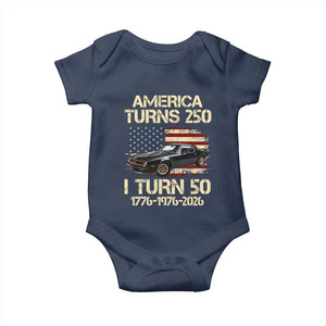 America Turns 250 I Turn 50 1976 50th Birthday Baby Onesie Retro 70s Muscle Car Lover