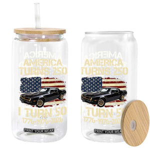 America Turns 250 I Turn 50 1976 50th Birthday Glass Can Retro 70s Muscle Car Lover