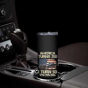 America Turns 250 I Turn 50 1976 50th Birthday Skinny Tumbler Retro 70s Muscle Car Lover
