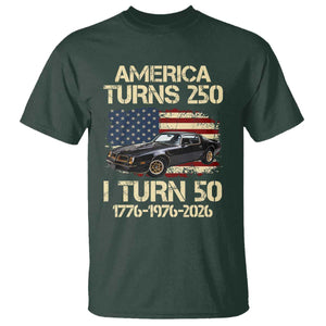 America Turns 250 I Turn 50 1976 50th Birthday T Shirt Retro 70s Muscle Car Lover