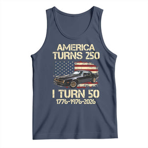 America Turns 250 I Turn 50 1976 50th Birthday Tank Top Retro 70s Muscle Car Lover