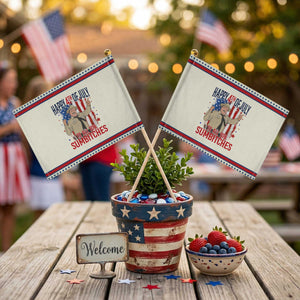 Happy 4th Of July To All You Sumbitches Patriotic Handheld Flag Funny USA 250th Anniversary Independence Day TS14 Modern 8.2" × 5.5" Beige Red Print Your Wear