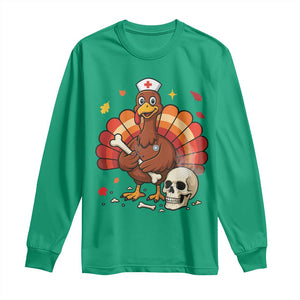 Funny Thanksgiving Nurse Turkey Long Sleeve Shirt Fall RN - Print Your Wear