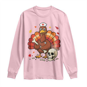 Funny Thanksgiving Nurse Turkey Long Sleeve Shirt Fall RN TS14 Light Pink Print Your Wear