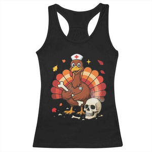 Funny Thanksgiving Nurse Turkey Racerback Tank Top Fall RN - Print Your Wear