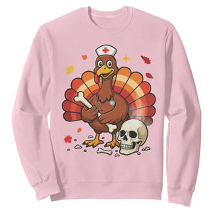 Funny Thanksgiving Nurse Turkey Sweatshirt Fall RN - Print Your Wear