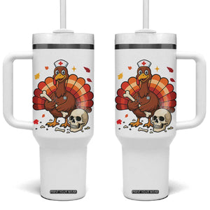 Funny Thanksgiving Nurse Turkey Tumbler With Handle Fall RN TS14 One Size: 40 oz White Print Your Wear