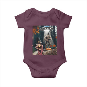 Thanksgiving Funny Bigfoot Turkey Selfie Baby Onesie TS14 Maroon Print Your Wear