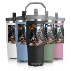 Thanksgiving Funny Bigfoot Turkey Selfie Flip Straw Tumbler TS14 Print Your Wear